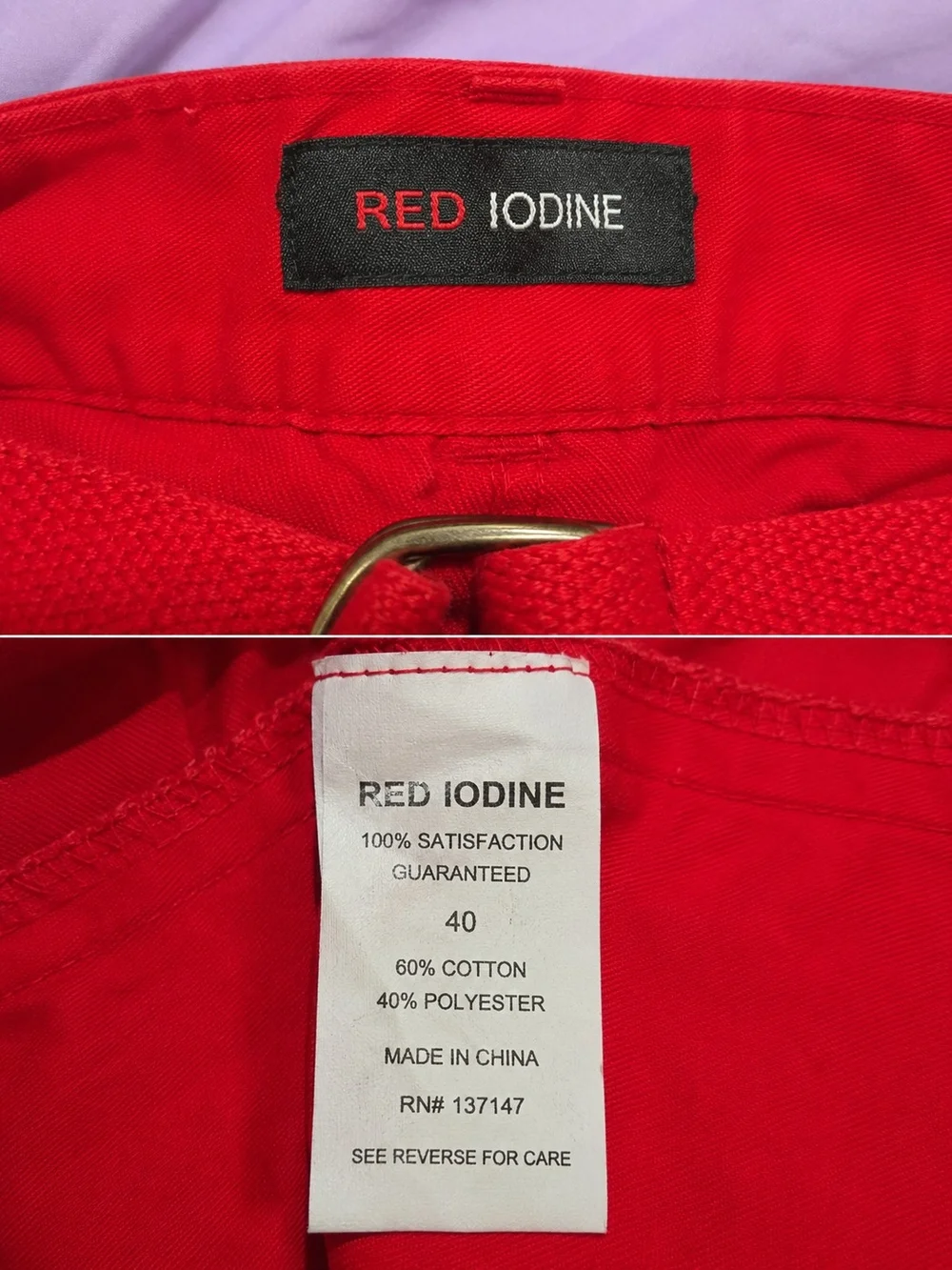 Red Iodine Cargo Shorts for Men - Size 40